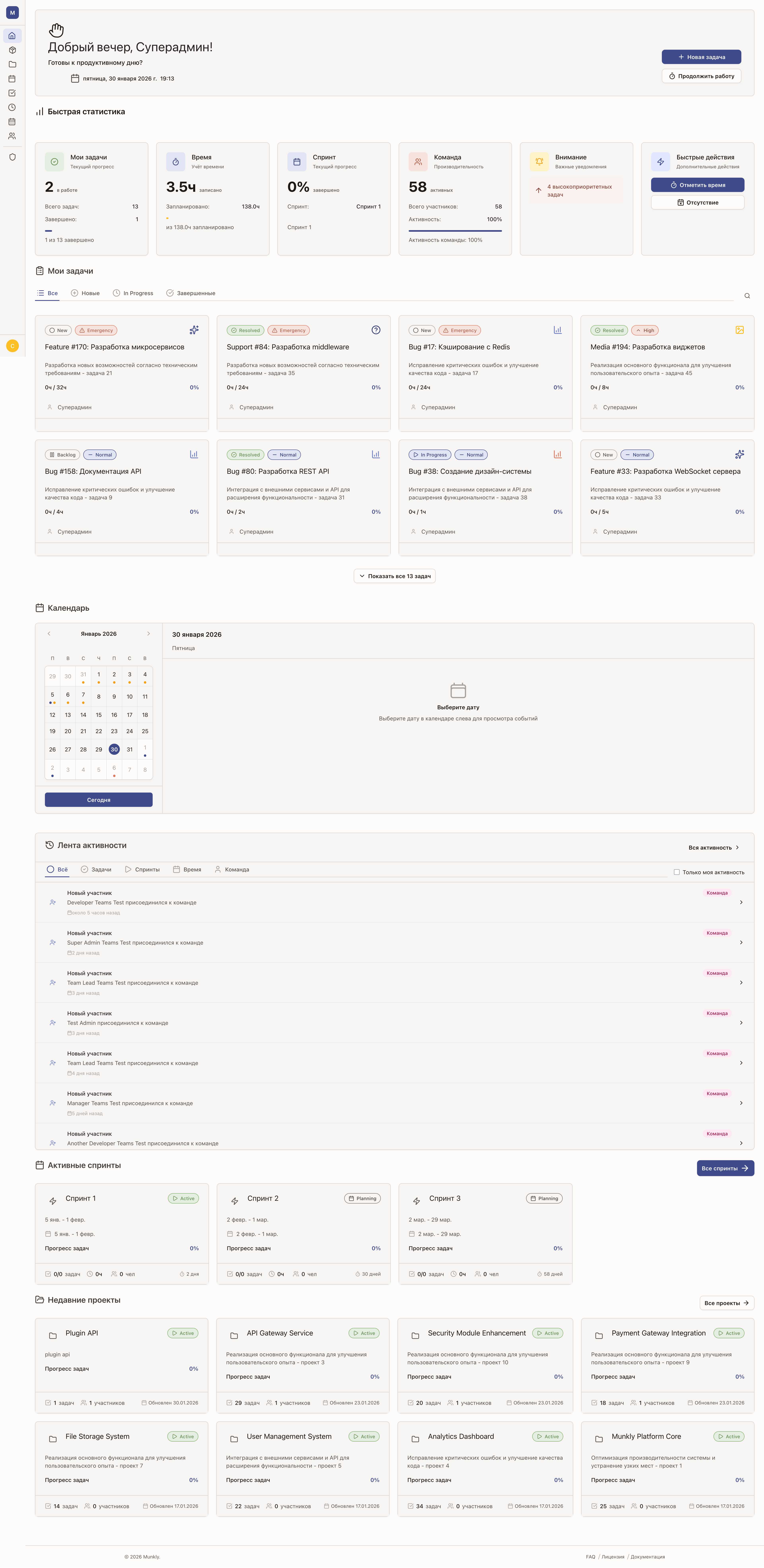 Munkly — дашборд с аналитикой спринтов